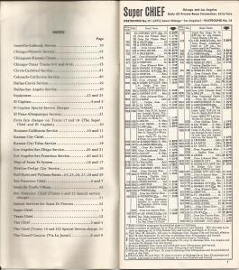 ATSF Spring 1958 - Contents-Super Chief Sked