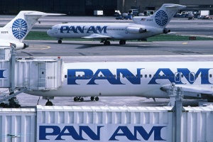 Pan Am SHuttle Boeing 727-200s at the Marine Air Terminal, La Guardia AIrport, New York.  (phot by George Hamlin)