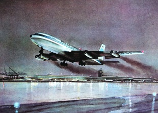 John T. McCoy watercolor of the takeoff of Flight 114.