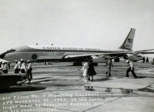 Air Force One departing Carswell Air Force Base for Dallas, Nov. 22, 1963 (Cecil Stoughton photo)