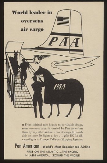 1950s Clipper cargo horse ad everything paa